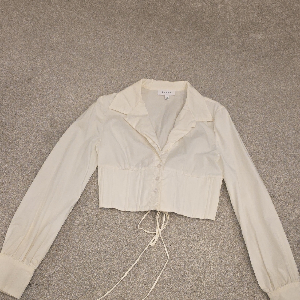 MARBLE Cream Long Sleeve Top